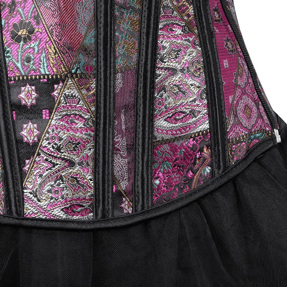 Zhitunemi Women'S Gothic Jacquard Shoulder Straps Tank Overbust Corset Bustiers Apparel & Accessories > Clothing > Underwear & Socks > Lingerie Zhitunemi   