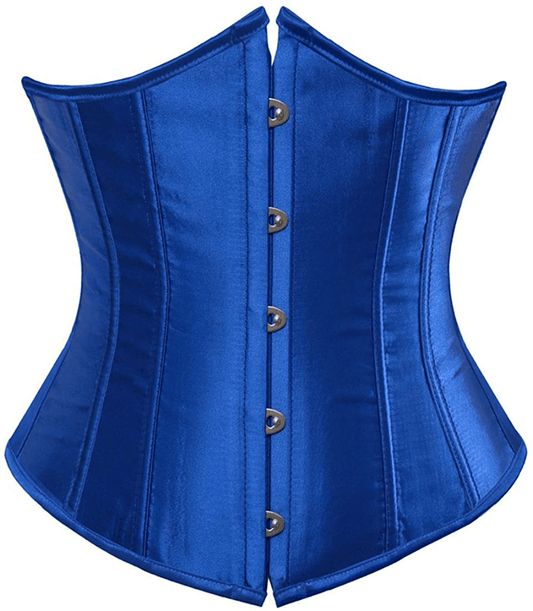 Zhitunemi Women'S Satin Underbust Corset Bustier Waist Training Cincher plus Size Corsets Apparel & Accessories > Clothing > Underwear & Socks > Lingerie Zhitunemi Blue 6X-Large 