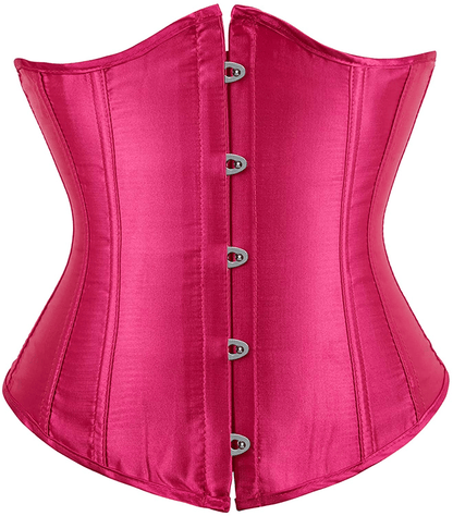 Zhitunemi Women'S Satin Underbust Corset Bustier Waist Training Cincher plus Size Corsets Apparel & Accessories > Clothing > Underwear & Socks > Lingerie Zhitunemi Rose 6X-Large 