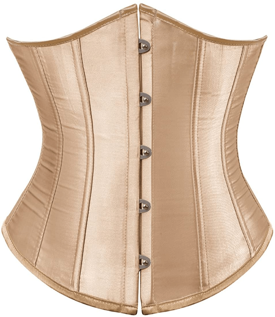 Zhitunemi Women'S Satin Underbust Corset Bustier Waist Training Cincher plus Size Corsets Apparel & Accessories > Clothing > Underwear & Socks > Lingerie Zhitunemi Beige 4X-Large 