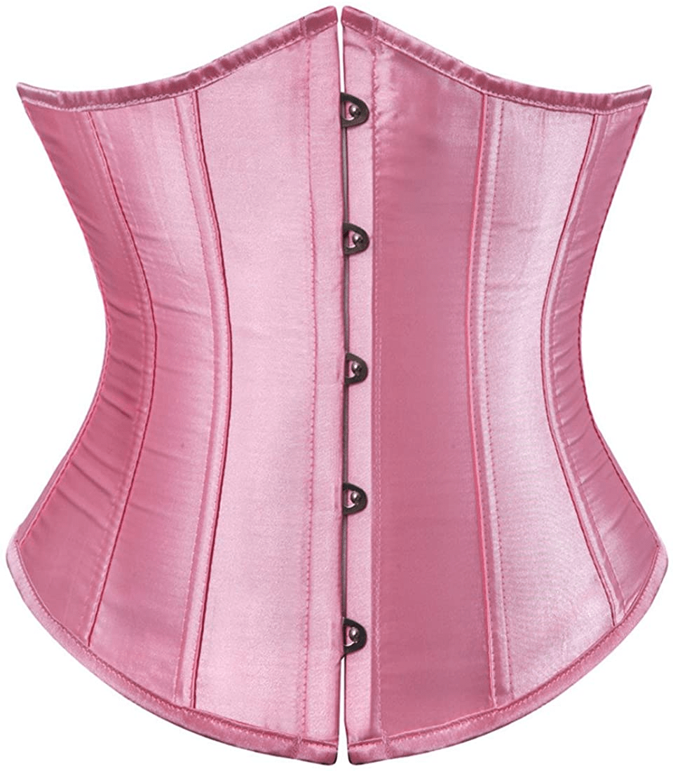 Zhitunemi Women'S Satin Underbust Corset Bustier Waist Training Cincher plus Size Corsets Apparel & Accessories > Clothing > Underwear & Socks > Lingerie Zhitunemi Pink Small 