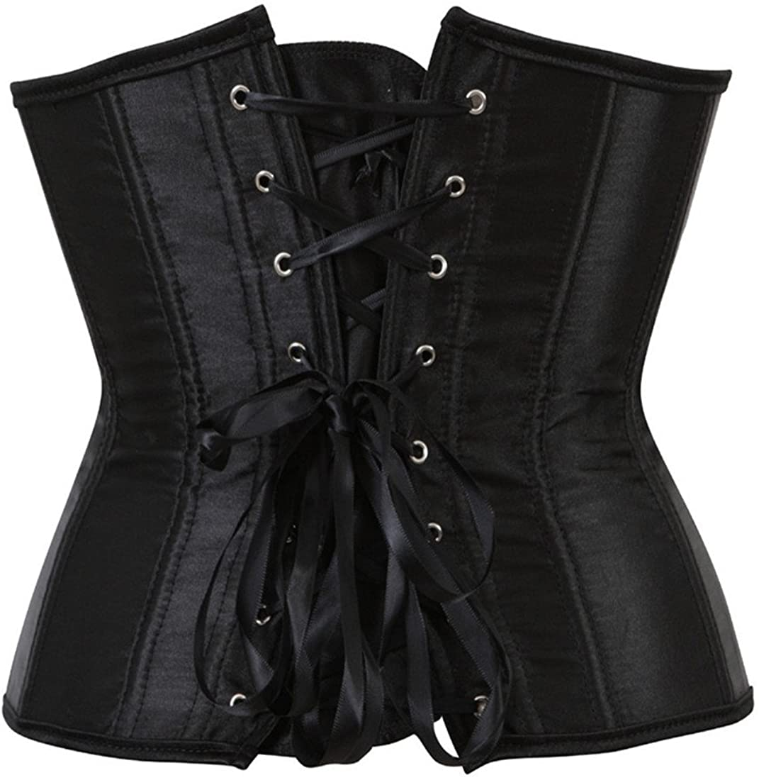 Zhitunemi Women'S Satin Underbust Corset Bustier Waist Training Cincher plus Size Corsets Apparel & Accessories > Clothing > Underwear & Socks > Lingerie Zhitunemi   