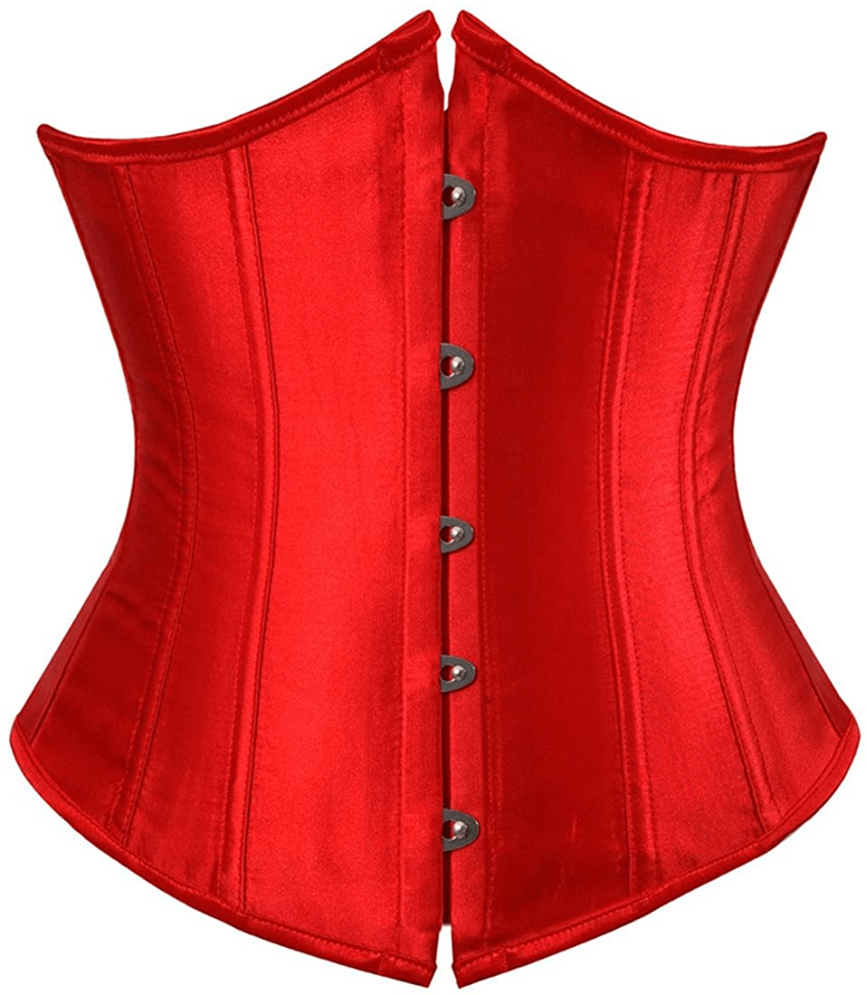 Zhitunemi Women'S Satin Underbust Corset Bustier Waist Training Cincher plus Size Corsets Apparel & Accessories > Clothing > Underwear & Socks > Lingerie Zhitunemi Red 6X-Large 