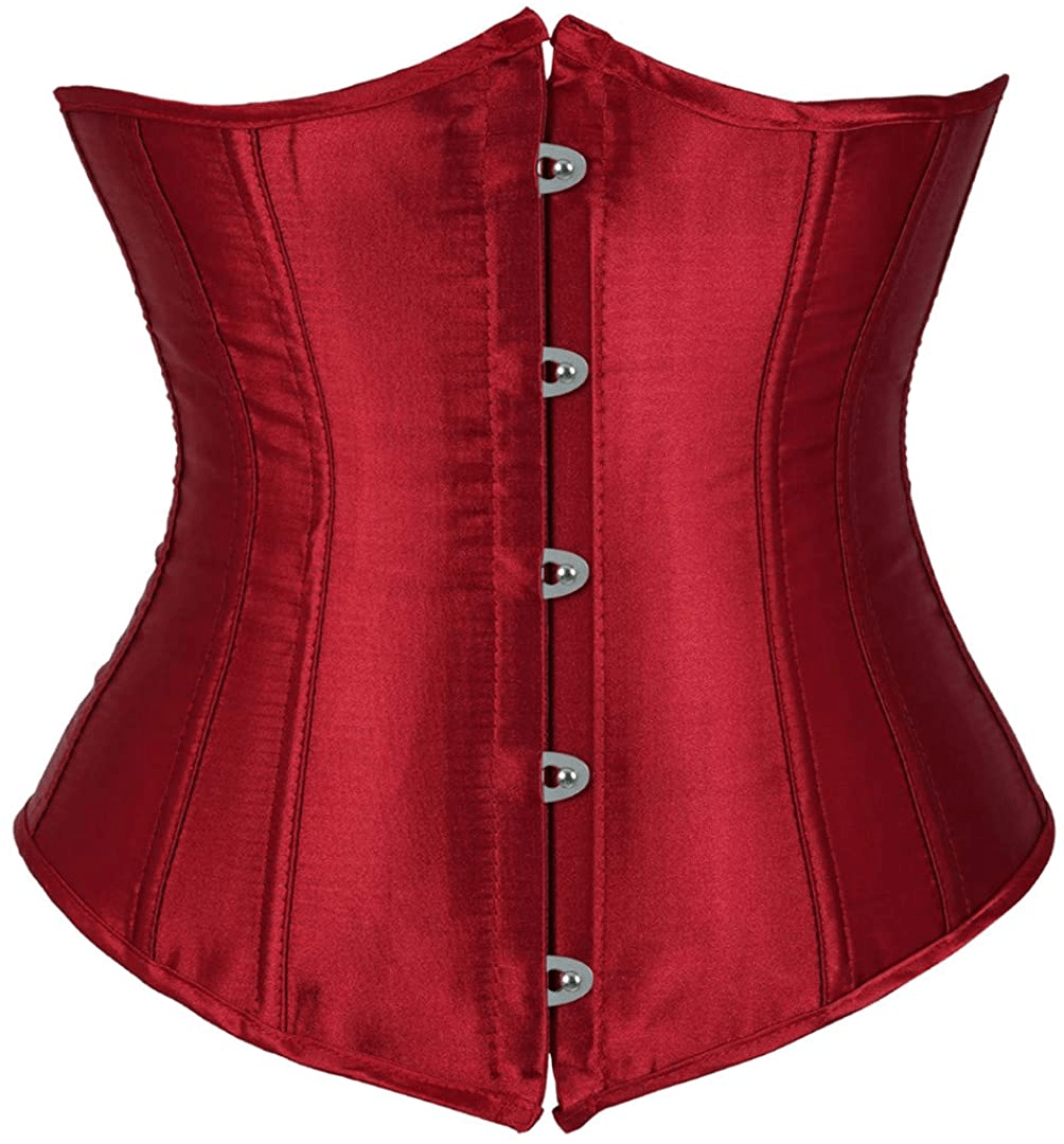 Zhitunemi Women'S Satin Underbust Corset Bustier Waist Training Cincher plus Size Corsets Apparel & Accessories > Clothing > Underwear & Socks > Lingerie Zhitunemi Wine Red XX-Large 