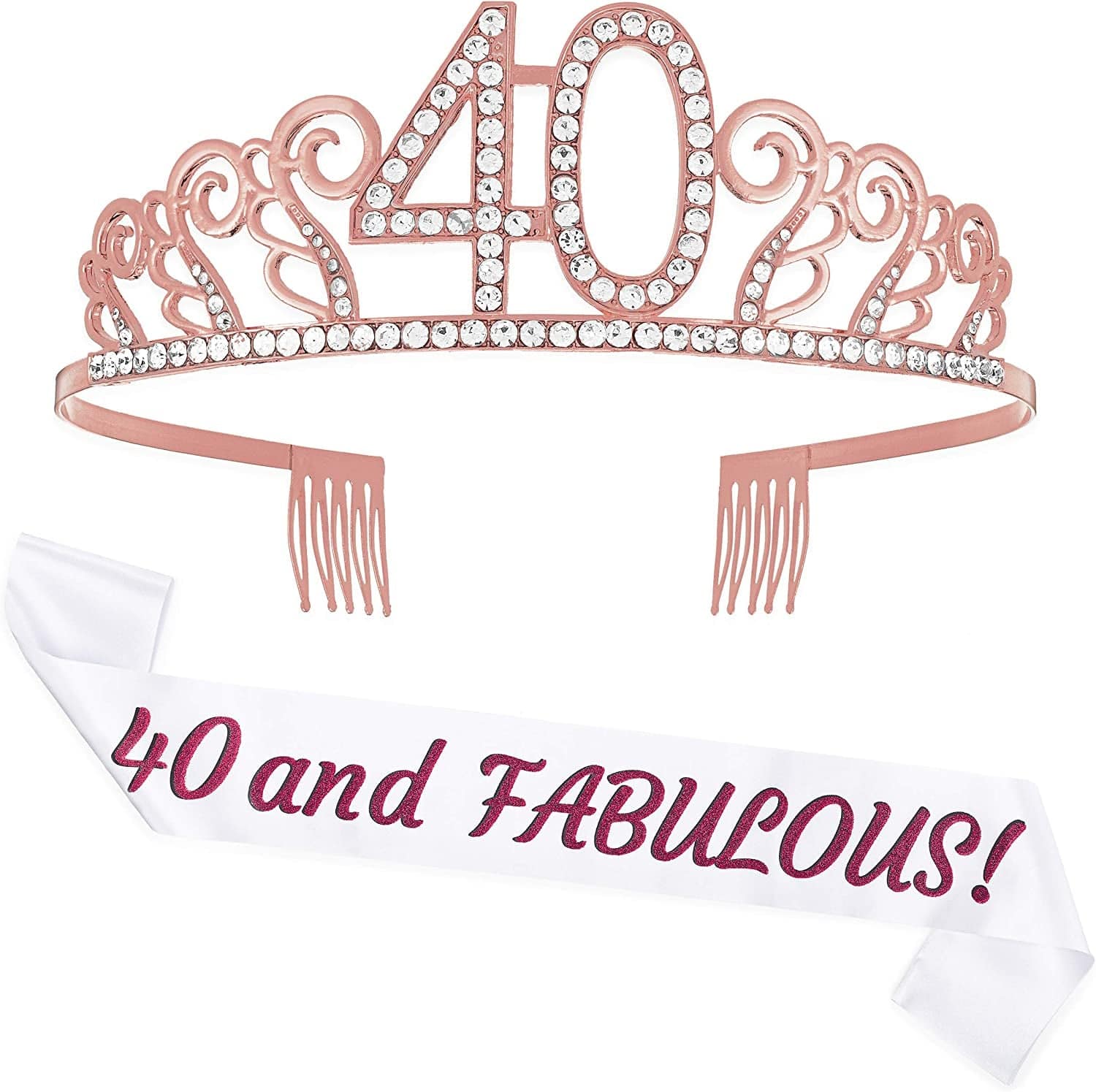 Zipoka Birthday Sash and Tiara Birthday Party Decorations - Sash and Faux Diamond Happy Birthday Crown - Tiara Party Favors Apparel & Accessories > Clothing Accessories > Sashes Zipoka Pink 16th Birthday 