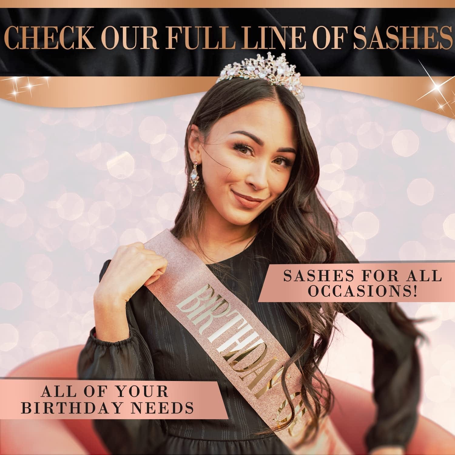 Zipoka Birthday Sash and Tiara Birthday Party Decorations - Sash and Faux Diamond Happy Birthday Crown - Tiara Party Favors Apparel & Accessories > Clothing Accessories > Sashes Zipoka   