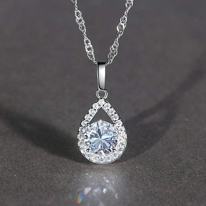 Zirconia Dangle Earrings Necklace Jewelry Set for Bridesmaid Bride Wedding Prom Gift