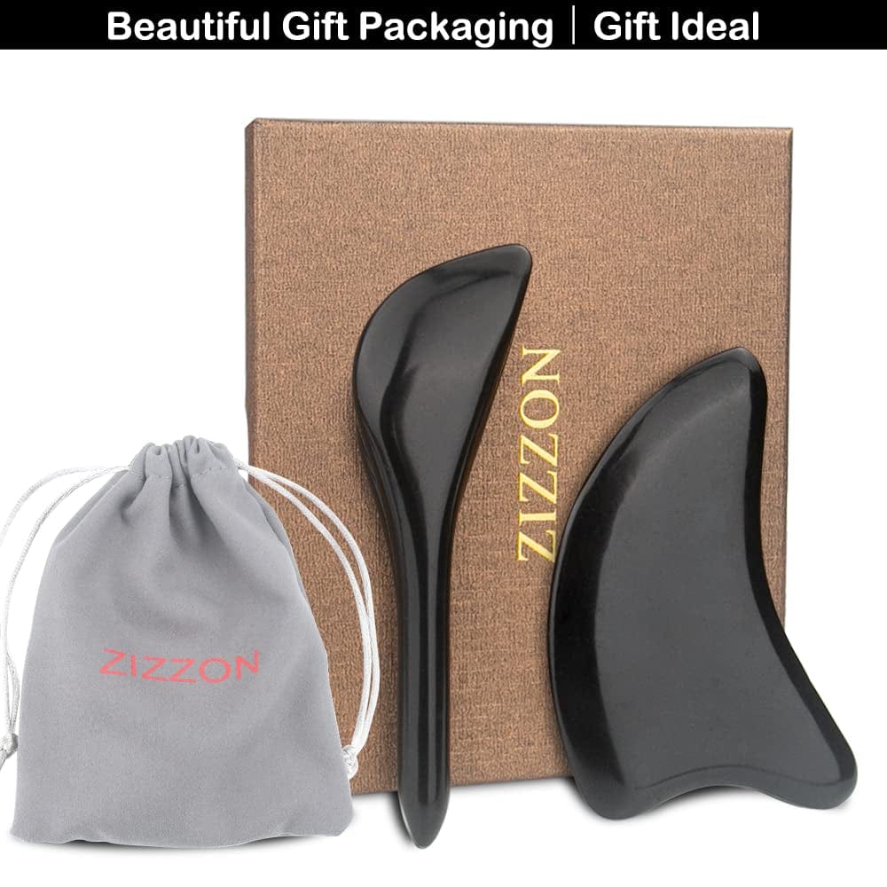 ZIZZON Bian Stone Gua Sha Set Facial Tools Scraping Massage Tool for Face Eye Neck Natural Beauty Anti-Aging Skin Care Tools Body Muscle Relaxing Relieve Wrinkles Health & Beauty > Personal Care > Cosmetics > Cosmetic Tools > Skin Care Tools ZIZZON   
