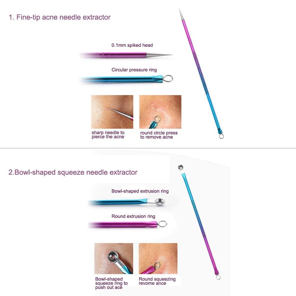 ZIZZON Blackhead Remover Kit Pimple Comedone Extractor Tool Set Treatment for Blemish, Zit, Acne Whitehead Tweezers Kit with 10X Magnifying Mirror Health & Beauty > Personal Care > Cosmetics > Cosmetic Tools > Skin Care Tools ZIZZON   