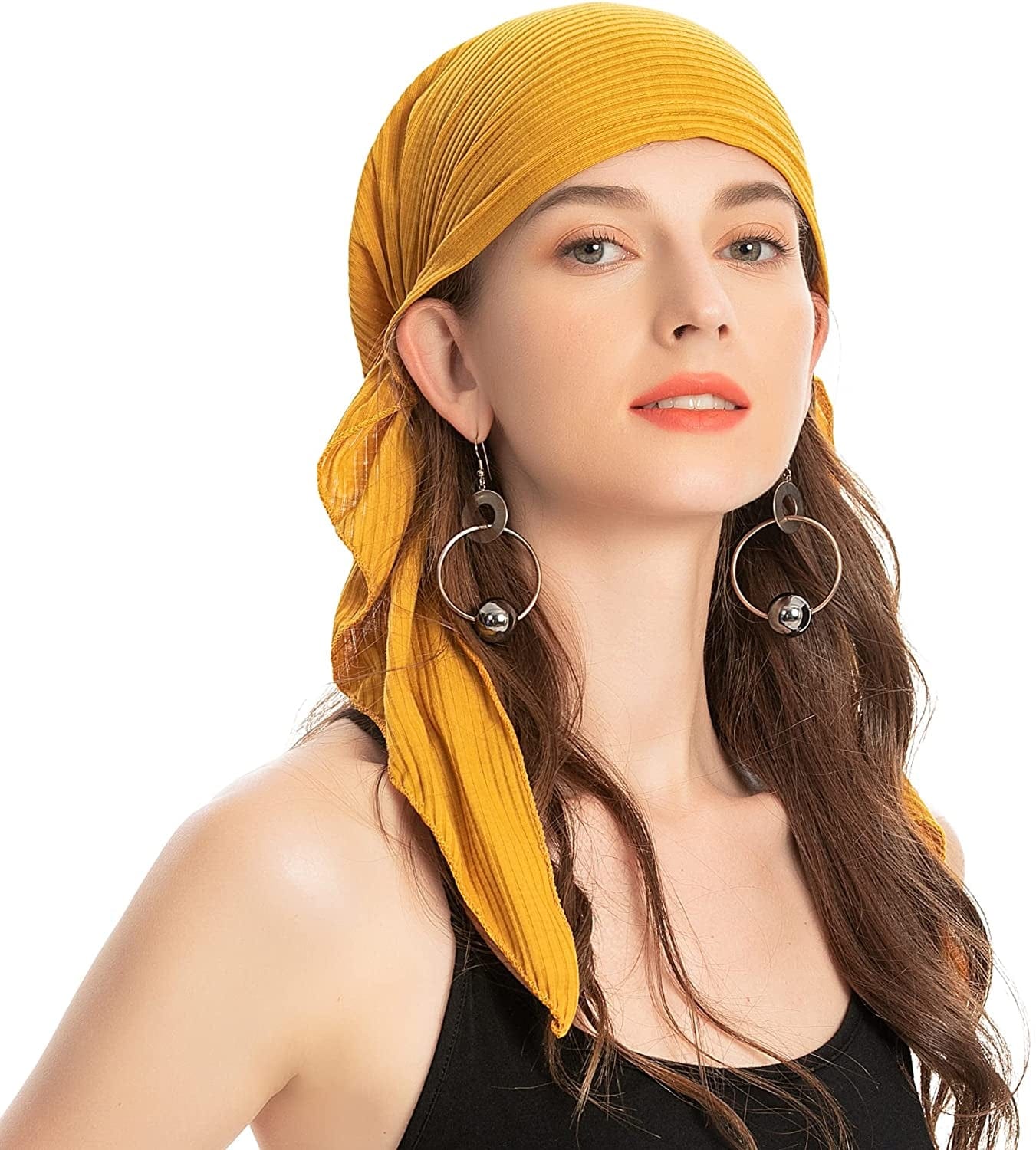 ZLYC Chemo Headwear Pre Tied Head Scarf Headwraps Lightweight Turban Beanie Cap for Women Apparel & Accessories > Clothing Accessories > Headwear ZLYC Solid Yellow  