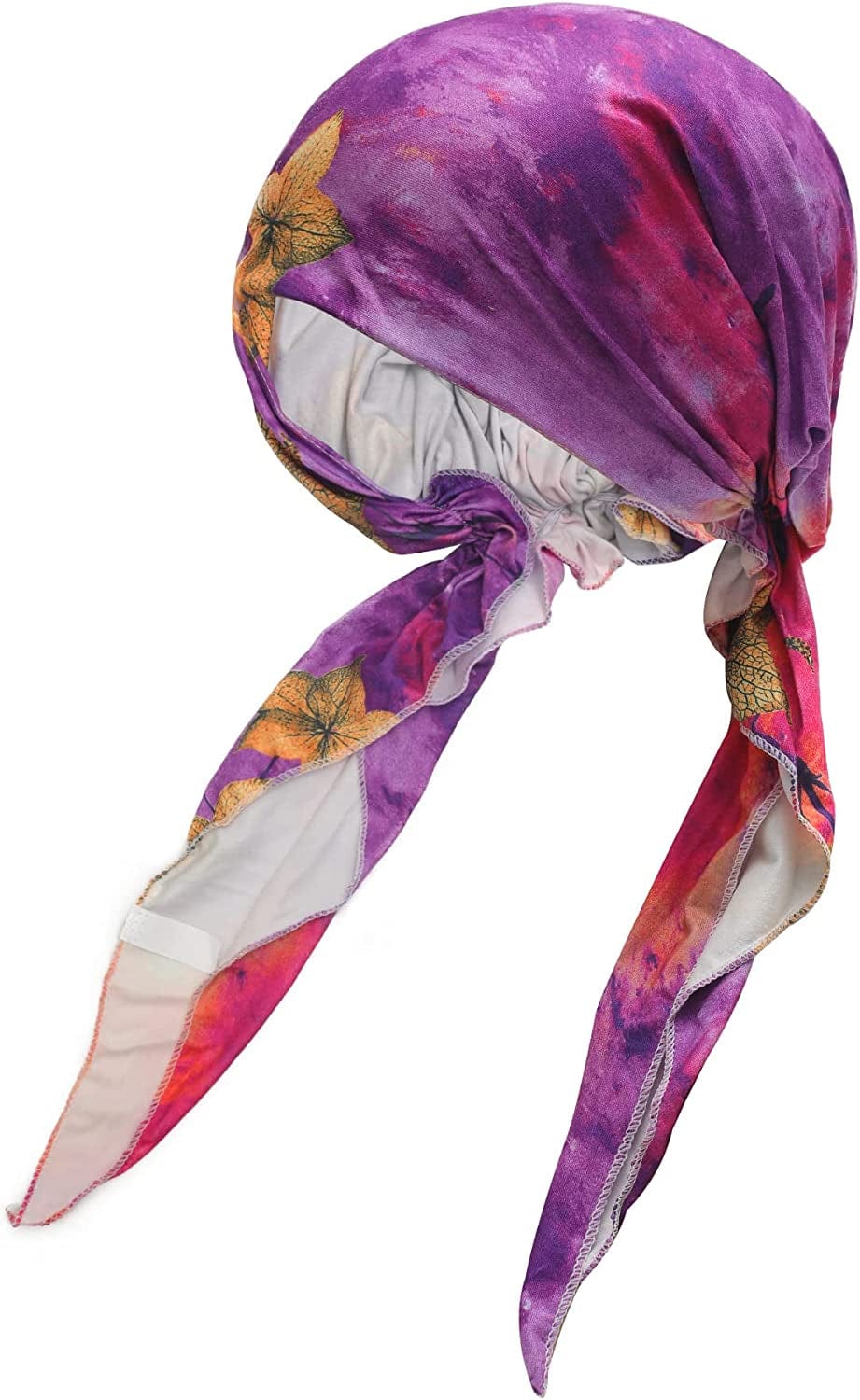 ZLYC Chemo Headwear Pre Tied Head Scarf Headwraps Lightweight Turban Beanie Cap for Women Apparel & Accessories > Clothing Accessories > Headwear ZLYC Leaves Purple  
