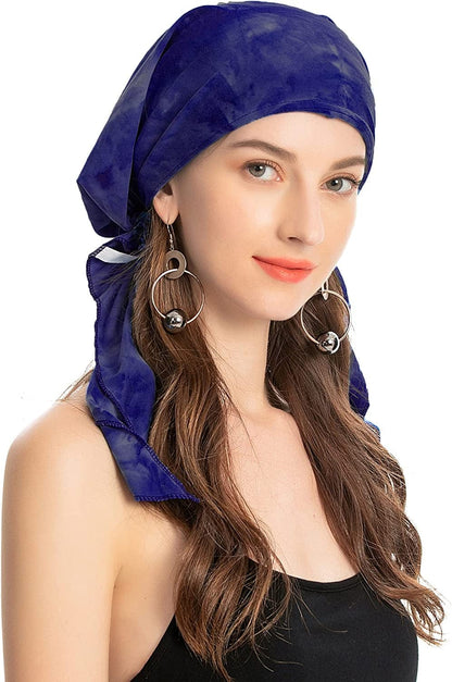 ZLYC Chemo Headwear Pre Tied Head Scarf Headwraps Lightweight Turban Beanie Cap for Women Apparel & Accessories > Clothing Accessories > Headwear ZLYC Tie Dye Navy  