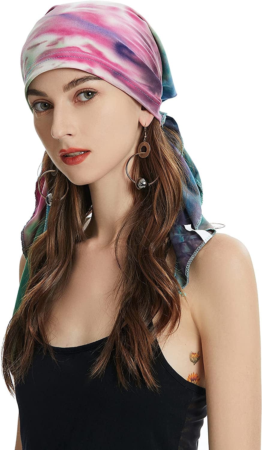 ZLYC Chemo Headwear Pre Tied Head Scarf Headwraps Lightweight Turban Beanie Cap for Women Apparel & Accessories > Clothing Accessories > Headwear ZLYC Tie Dye Green  