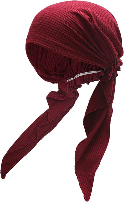 ZLYC Chemo Headwear Pre Tied Head Scarf Headwraps Lightweight Turban Beanie Cap for Women Apparel & Accessories > Clothing Accessories > Headwear ZLYC Solid Burgundy  
