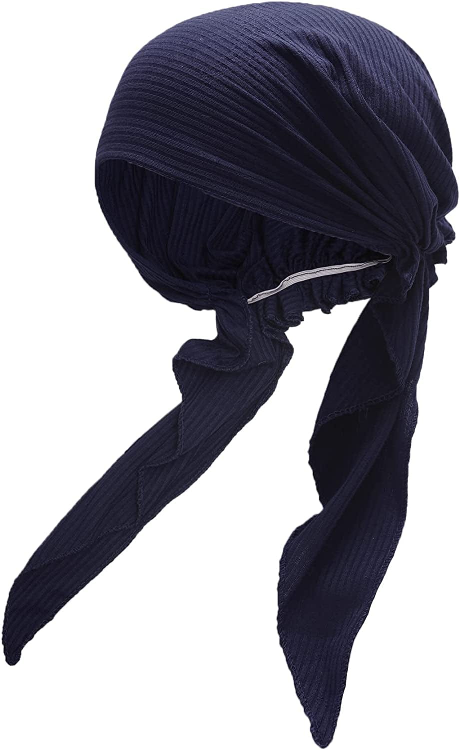 ZLYC Chemo Headwear Pre Tied Head Scarf Headwraps Lightweight Turban Beanie Cap for Women Apparel & Accessories > Clothing Accessories > Headwear ZLYC Solid Navy  