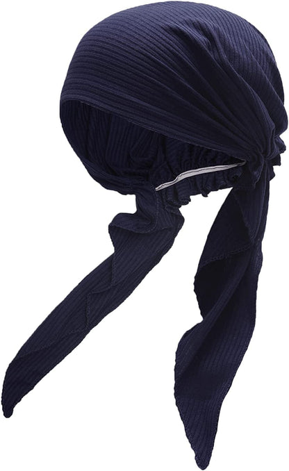 ZLYC Chemo Headwear Pre Tied Head Scarf Headwraps Lightweight Turban Beanie Cap for Women Apparel & Accessories > Clothing Accessories > Headwear ZLYC Solid Navy  