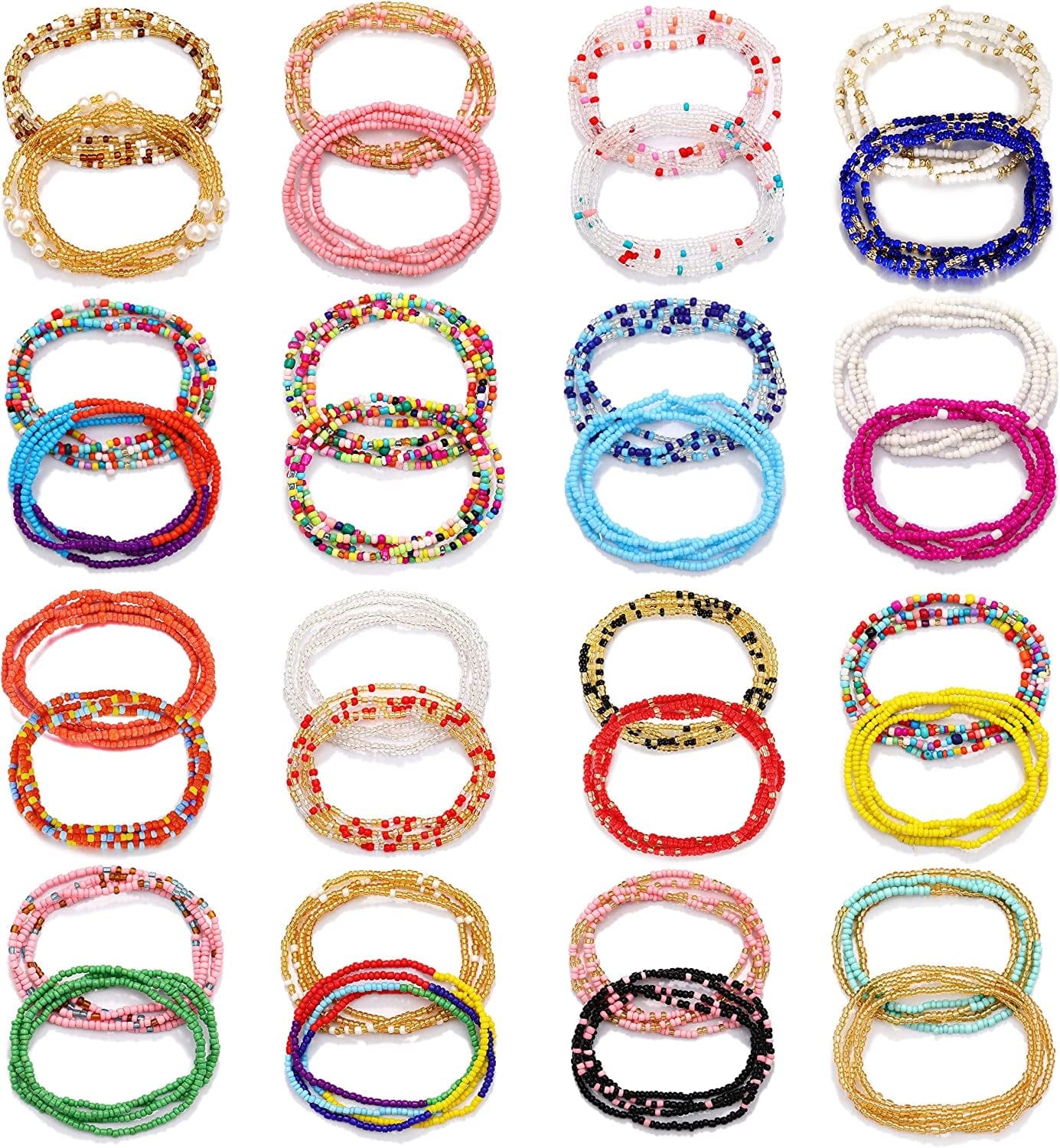 ZNBOH 32 PCS Waist Bead Chains for Women Colorful Summer Body Chains Belly Beads Bikini Jewelry Chains Bead Waist Chains Set Apparel & Accessories > Jewelry > Body Jewelry ZNBOH Color-A  