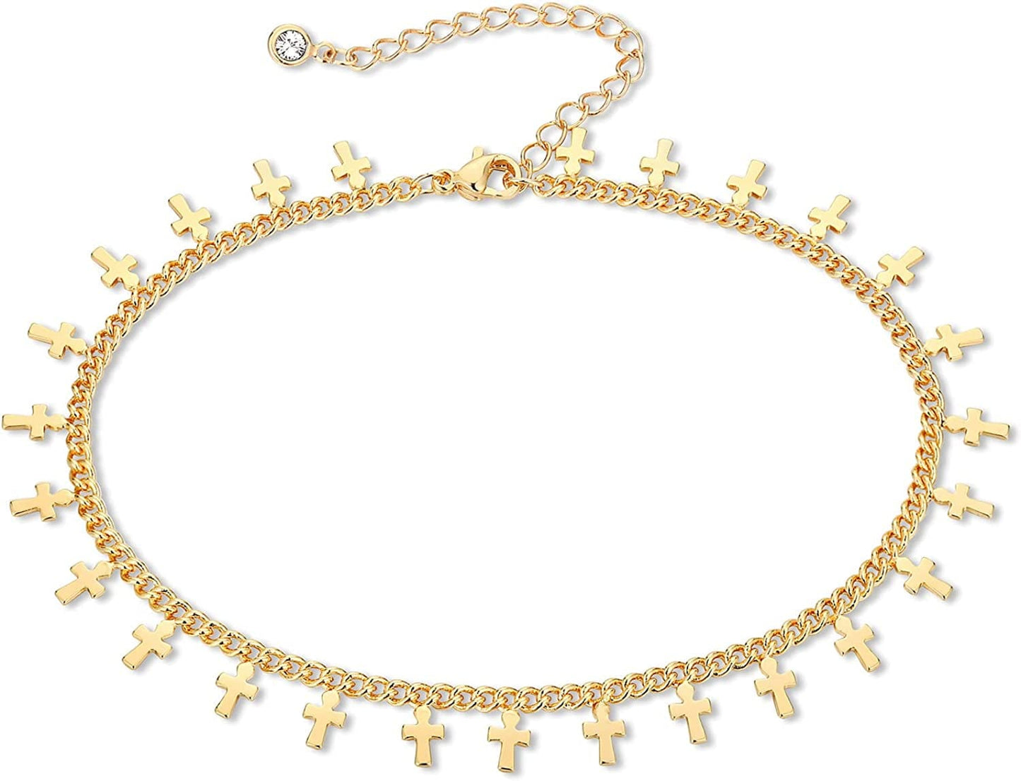 ZNBOH Gold Ankle Bracelets for Women 14K Gold Plated Anklet Bracelets Evil Eye Anklet Daisy Anklet Cross Ankle Bracelets Summer Foot Jewelry Apparel & Accessories > Jewelry > Anklets ZNBOH C  