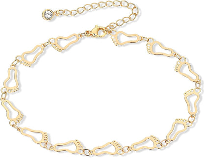 ZNBOH Gold Ankle Bracelets for Women 14K Gold Plated Anklet Bracelets Evil Eye Anklet Daisy Anklet Cross Ankle Bracelets Summer Foot Jewelry Apparel & Accessories > Jewelry > Anklets ZNBOH F  