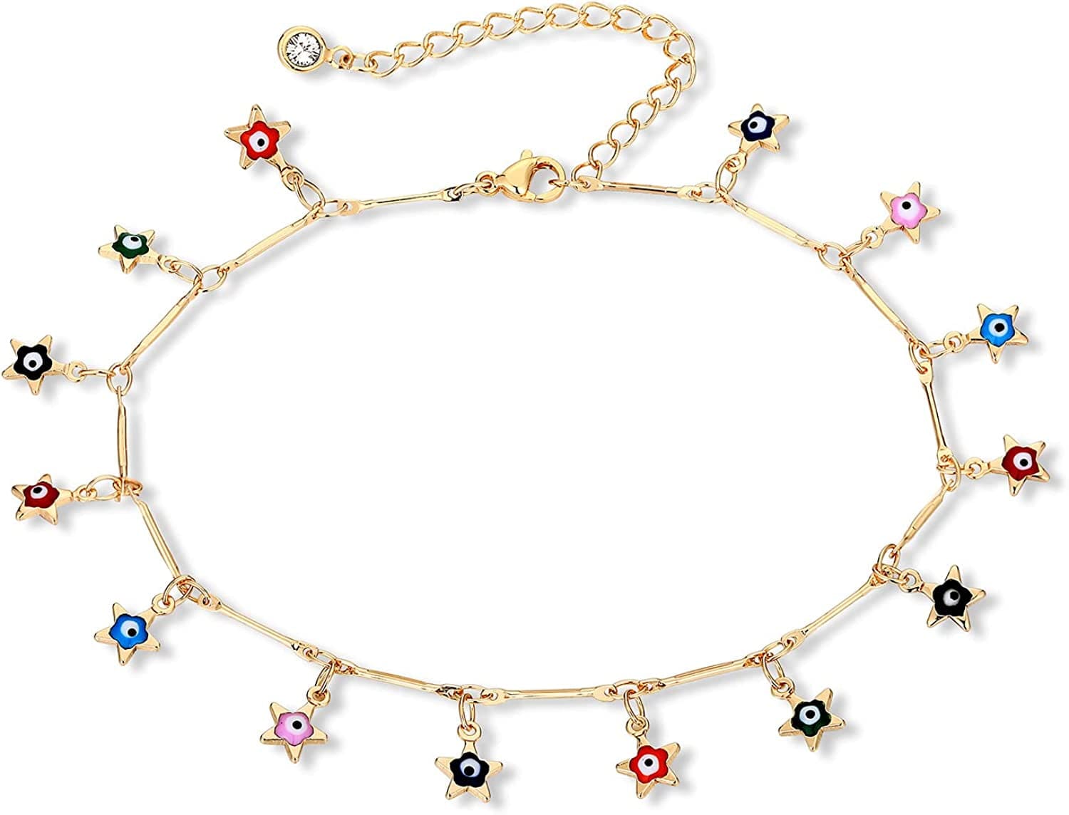 ZNBOH Gold Ankle Bracelets for Women 14K Gold Plated Anklet Bracelets Evil Eye Anklet Daisy Anklet Cross Ankle Bracelets Summer Foot Jewelry Apparel & Accessories > Jewelry > Anklets ZNBOH B  