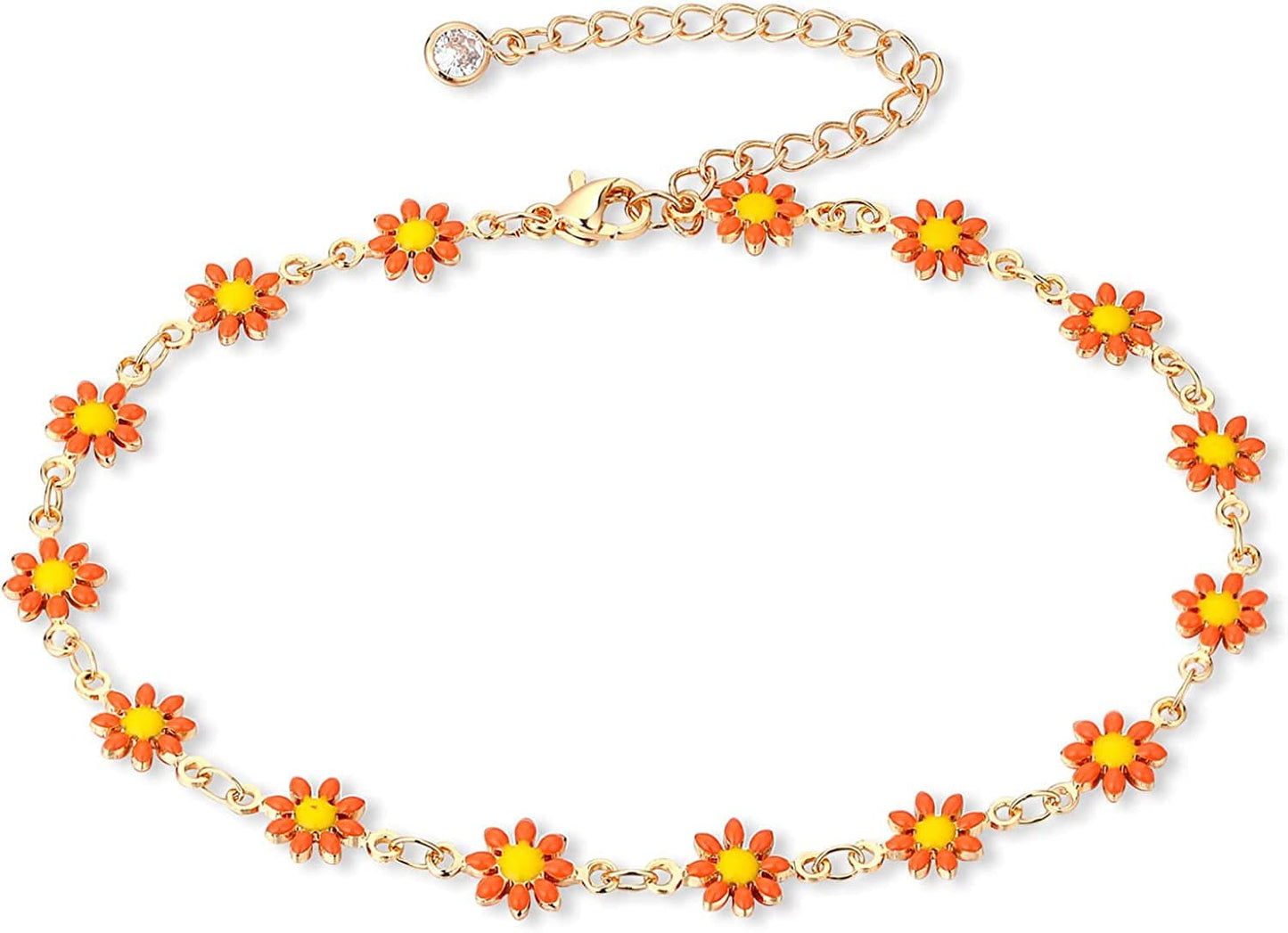 ZNBOH Gold Ankle Bracelets for Women 14K Gold Plated Anklet Bracelets Evil Eye Anklet Daisy Anklet Cross Ankle Bracelets Summer Foot Jewelry Apparel & Accessories > Jewelry > Anklets ZNBOH J  