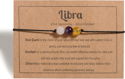 Zodiac Bracelets for Women Men, 6Mm Natural Stone Horoscope Bracelets Healing Gemstone Crystals Zodiac Gifts Apparel & Accessories > Jewelry > Bracelets VLINRAS Libra 6mm stones - women 