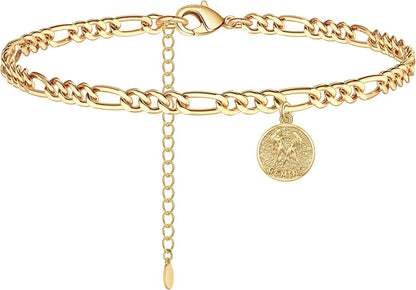 Zodiac Constellation Ankle Bracelet Zodiac Sign Disc Anklet 14K Real Gold Plated for Women Beach Foot Jewelry Apparel & Accessories > Jewelry > Anklets Giftall Gemini(May.21—Jun.21)  