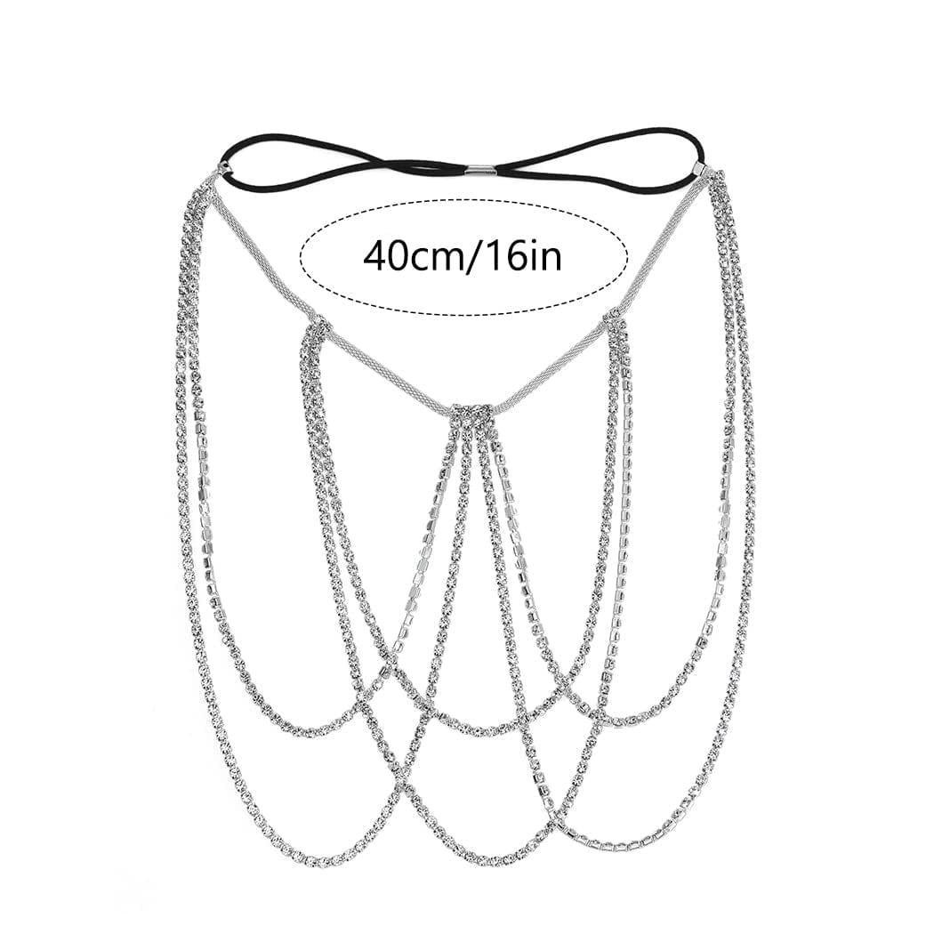 Zoestar Crystal Thigh Chains Tassel Leg Chain Summer Beach Harness Fashion Body Jewelry for Women and Girls (B-Silver) Apparel & Accessories > Jewelry > Body Jewelry Zoestar   