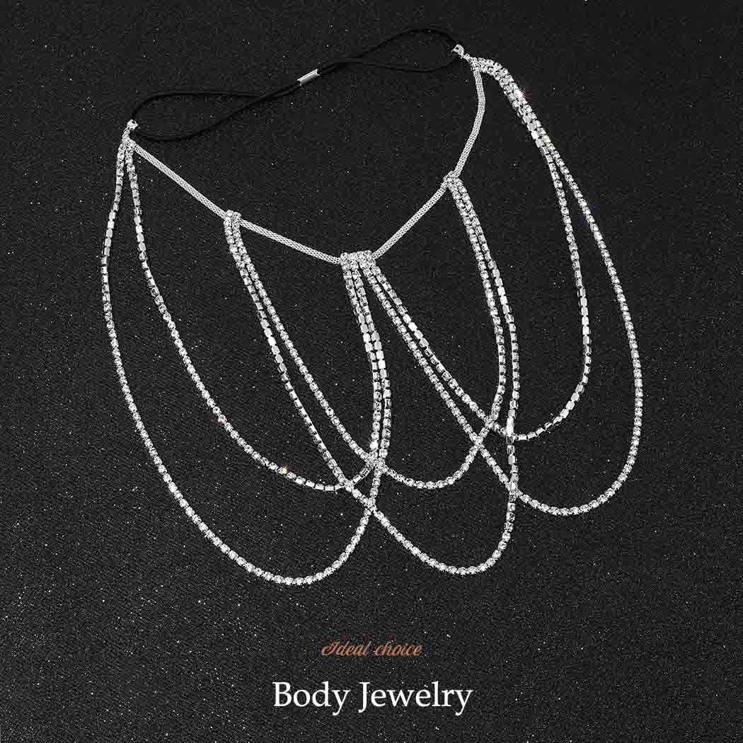 Zoestar Crystal Thigh Chains Tassel Leg Chain Summer Beach Harness Fashion Body Jewelry for Women and Girls (B-Silver) Apparel & Accessories > Jewelry > Body Jewelry Zoestar   