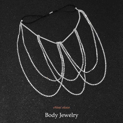 Zoestar Crystal Thigh Chains Tassel Leg Chain Summer Beach Harness Fashion Body Jewelry for Women and Girls (B-Silver) Apparel & Accessories > Jewelry > Body Jewelry Zoestar   