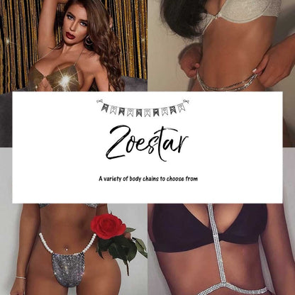 Zoestar Crystal Thigh Chains Tassel Leg Chain Summer Beach Harness Fashion Body Jewelry for Women and Girls (B-Silver) Apparel & Accessories > Jewelry > Body Jewelry Zoestar   
