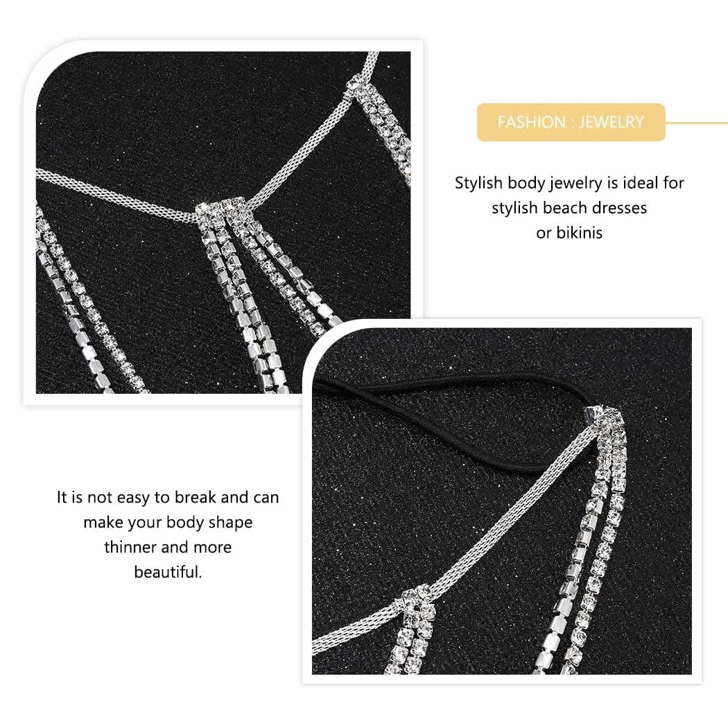 Zoestar Crystal Thigh Chains Tassel Leg Chain Summer Beach Harness Fashion Body Jewelry for Women and Girls (B-Silver) Apparel & Accessories > Jewelry > Body Jewelry Zoestar   