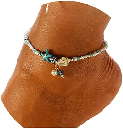 Zoestar Three-Layer Anklet Ankle Bracelet Foot Chain with Leaves Accessories Foot Jewelry for Women and Girls Apparel & Accessories > Jewelry > Anklets JL Color 7  