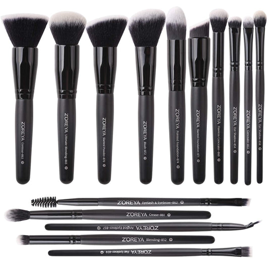 Zoreya Makeup Brush Set 20Pcs Premium Synthetic Kabuki Makeup Brush Foundation Concealer Blush Face Eye Shadow Black Makeup Brush Set Health & Beauty > Personal Care > Cosmetics > Cosmetic Tools > Makeup Tools ZOREYA Black  