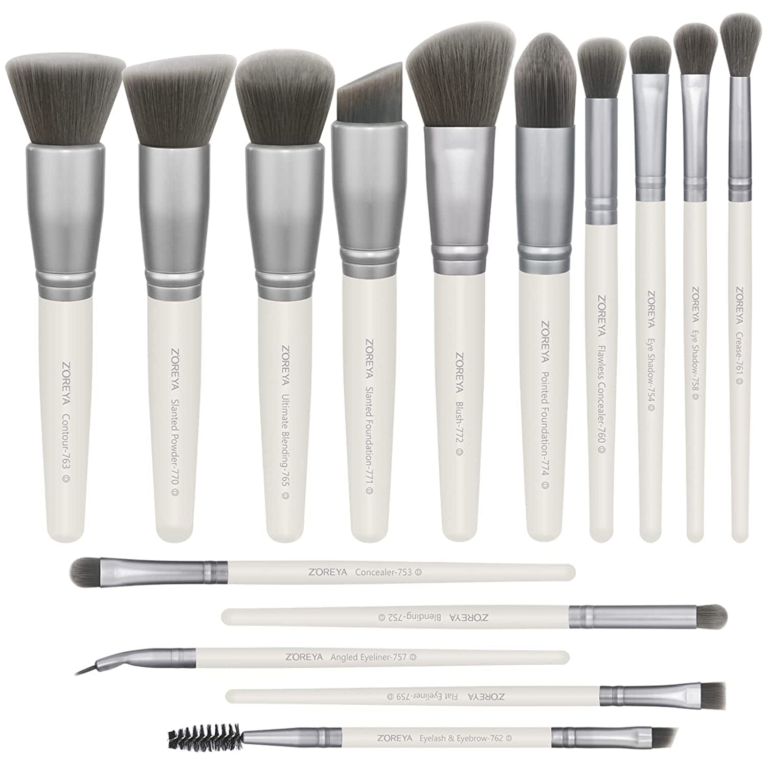 Zoreya Makeup Brush Set 20Pcs Premium Synthetic Kabuki Makeup Brush Foundation Concealer Blush Face Eye Shadow Black Makeup Brush Set Health & Beauty > Personal Care > Cosmetics > Cosmetic Tools > Makeup Tools ZOREYA White  