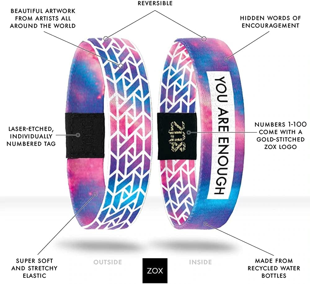 ZOX Inspirational & Motivational Bracelet – Uplifting Reversible Stretch Wristband with Positive Affirmations Made from Recycled Plastic – Encouragement Gifts for Men, Women & Kids Apparel & Accessories > Jewelry > Bracelets ZOX   