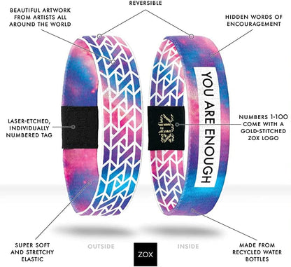 ZOX Inspirational & Motivational Bracelet – Uplifting Reversible Stretch Wristband with Positive Affirmations Made from Recycled Plastic – Encouragement Gifts for Men, Women & Kids Apparel & Accessories > Jewelry > Bracelets ZOX   