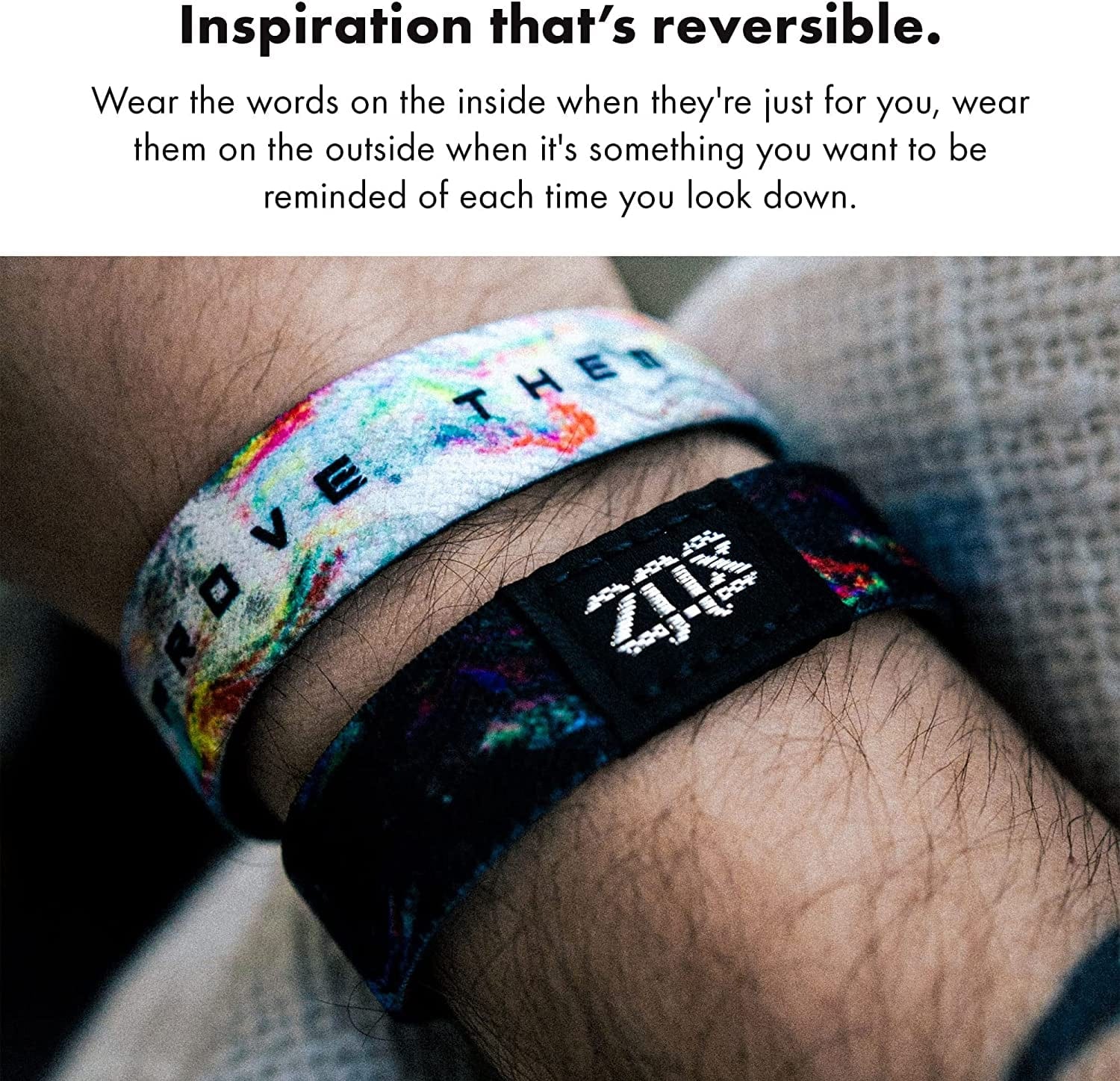 ZOX Inspirational & Motivational Bracelet – Uplifting Reversible Stretch Wristband with Positive Affirmations Made from Recycled Plastic – Encouragement Gifts for Men, Women & Kids - Small Apparel & Accessories > Jewelry > Bracelets ZOX   
