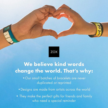 ZOX Inspirational & Motivational Bracelet – Uplifting Reversible Stretch Wristband with Positive Affirmations Made from Recycled Plastic – Encouragement Gifts for Men, Women & Kids - Small Apparel & Accessories > Jewelry > Bracelets ZOX   