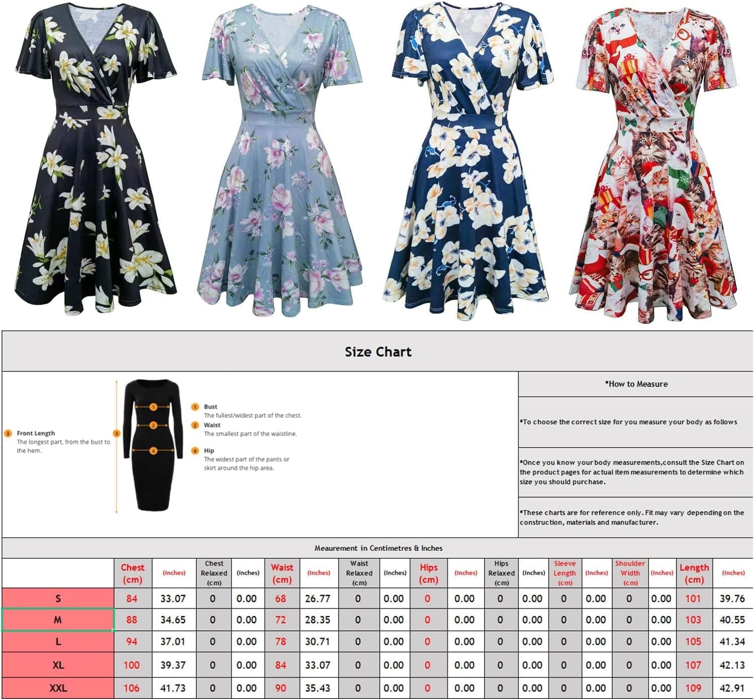 Zshujun 1920S Elegant Women'S Deep V-Neck Short Sleeve Casual Party Dresses Puffy Swing Vintage Dress for Women A8343